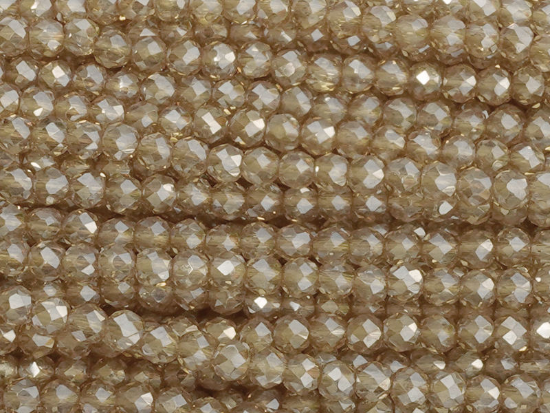 facettierte Glasperlen rund 3mm zum Schmuckmachen, Farbe: Go