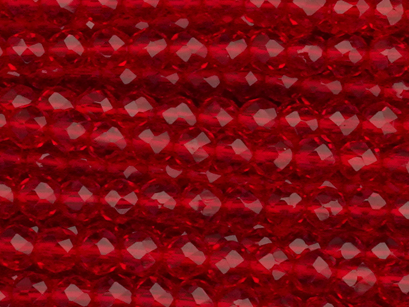 facettierte Glasperlen rund 3mm, Farbe: rot - Nahaufnahme