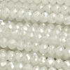 1 Strang (~235 Stk) facettierte Perlen, Rondellen MICRO, Weiß mit AB
