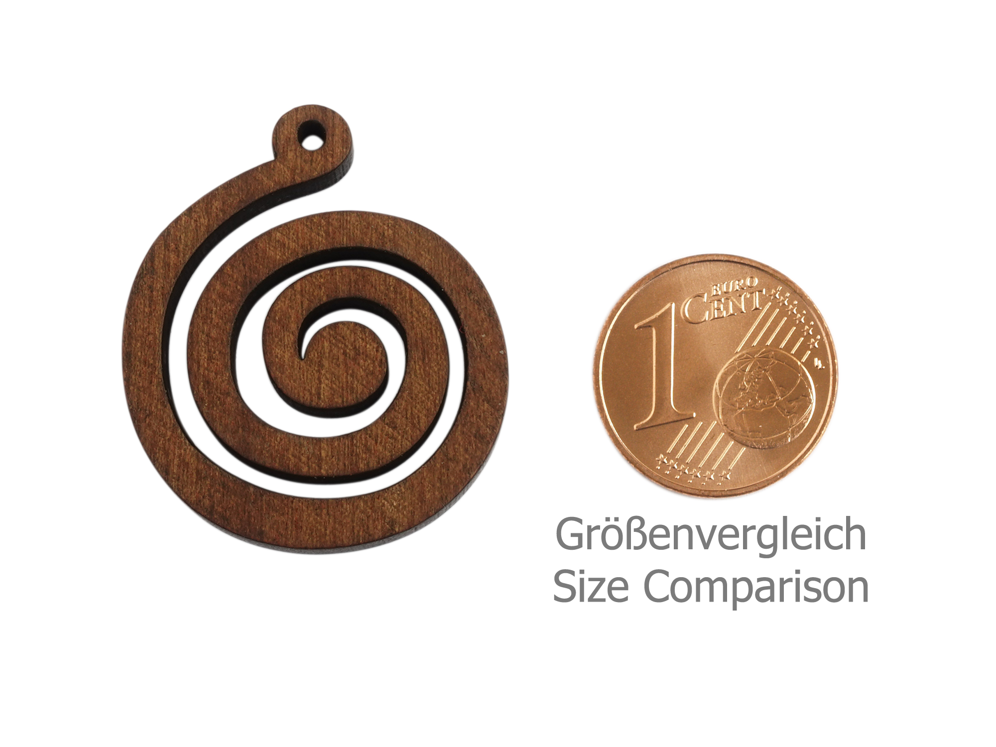 Holzanhängeraus aus Nussholz für Holzohrringe - Größenvergle
