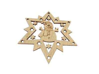 Schneemann in einem Stern, Holzanhänger zum Basteln von Weih