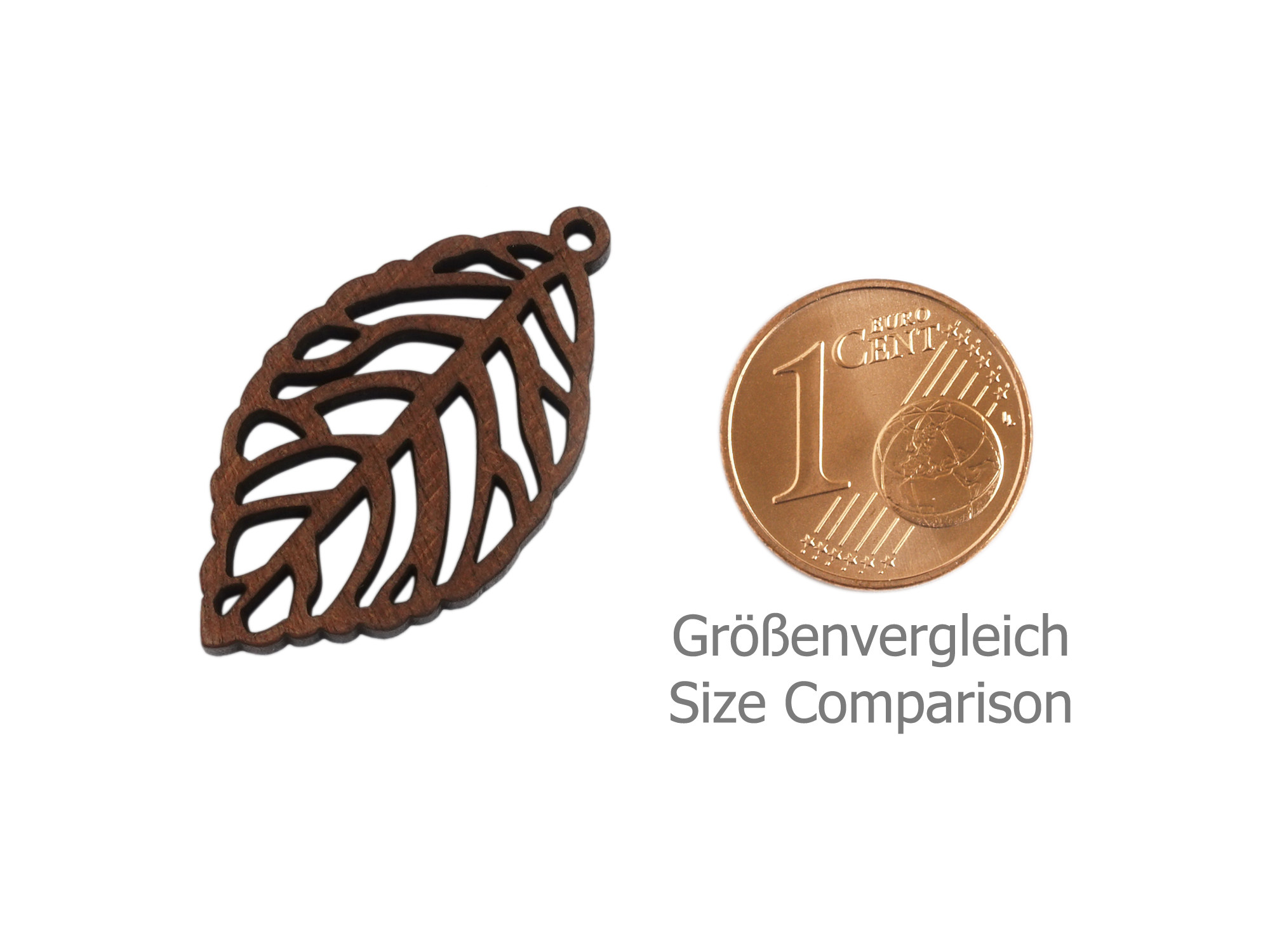 blattförmiger Holzanhängeraus aus Nussholz für Holzohrringe 