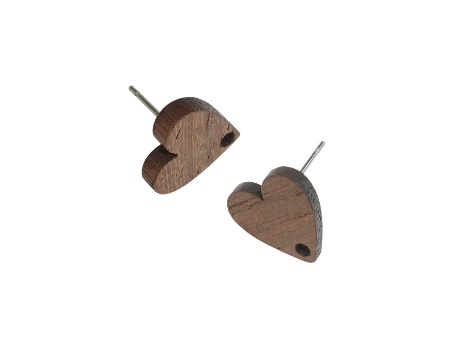 herzförmige Ohrstecker aus Holz 12mm zum Schmuckbasteln
