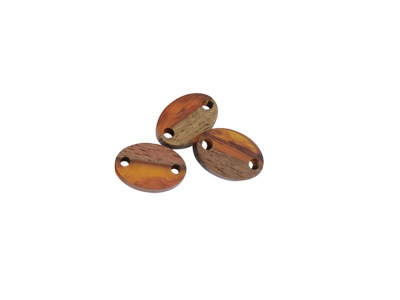 ovale Holzelemente mit zwei Löchern zum Basteln von Holzschm