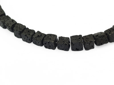 schwarze Lavaperlen Würfel 6mm