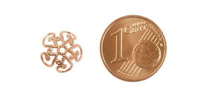 Rosegold Perlenkappen mit Größenvergleich
