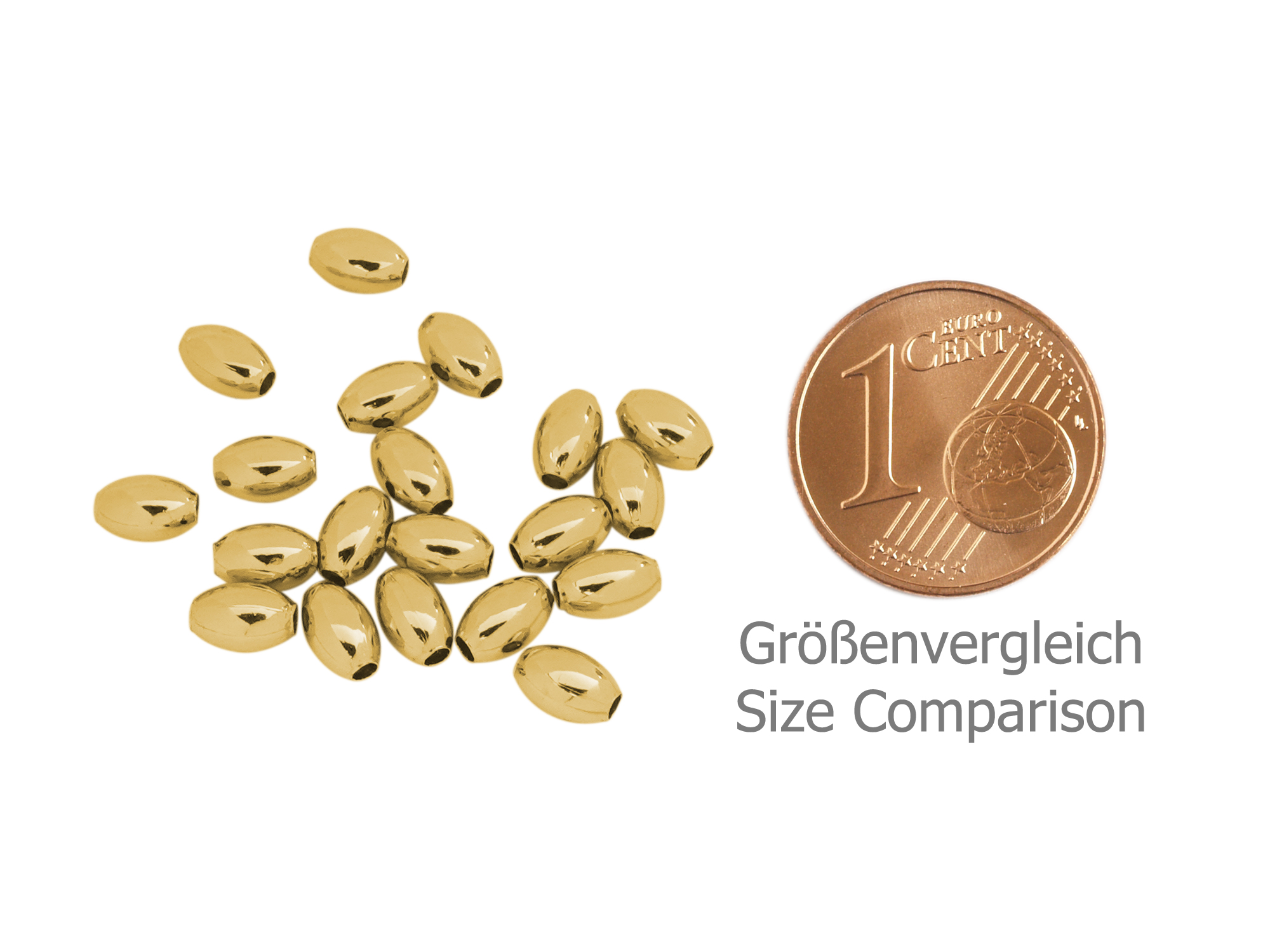 goldene olivenförmige Metallzwischenteile 4x6mm - Größenverg