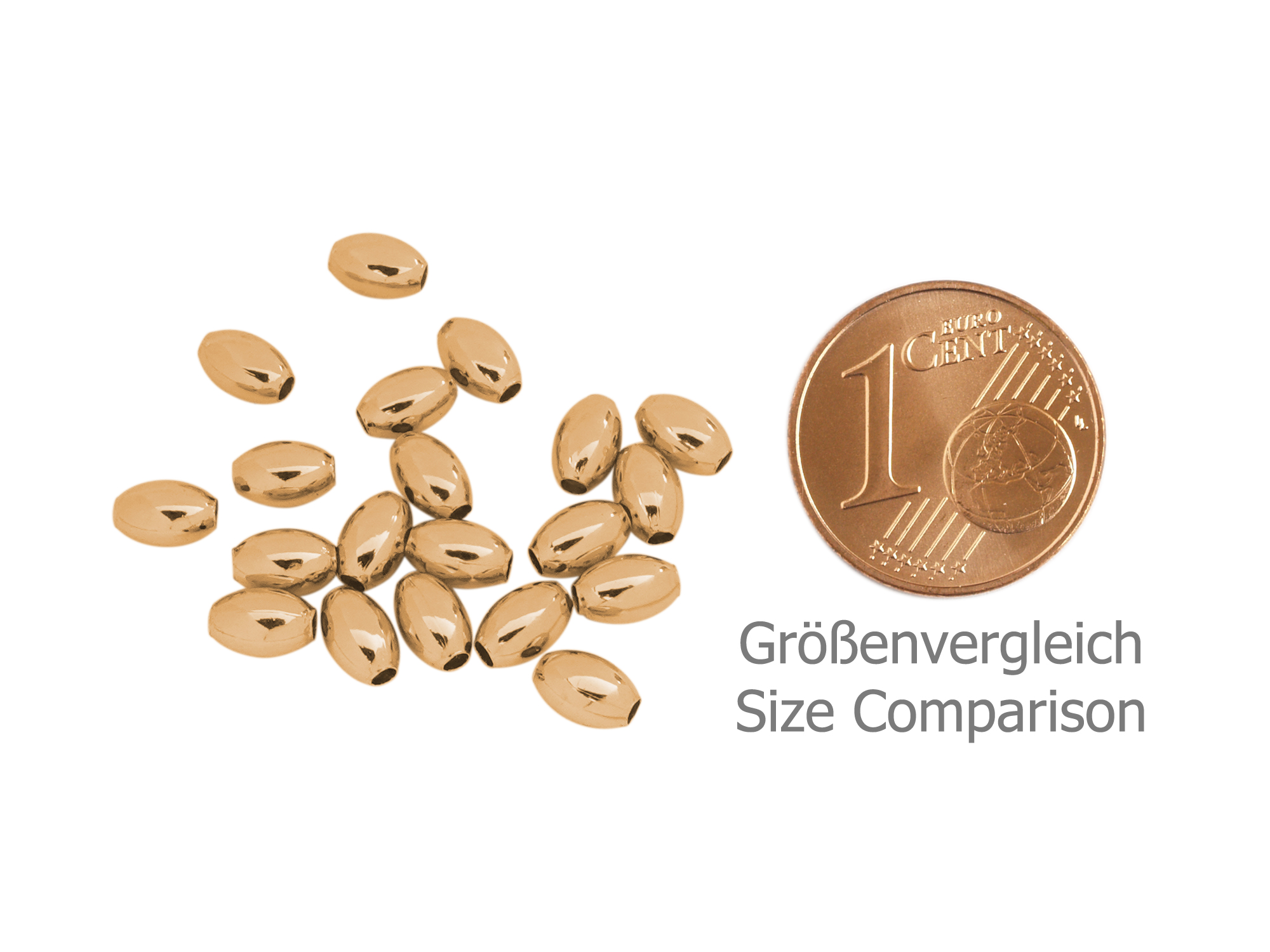 rosegoldene olivenförmige Metallzwischenteile 4x6mm - Größen