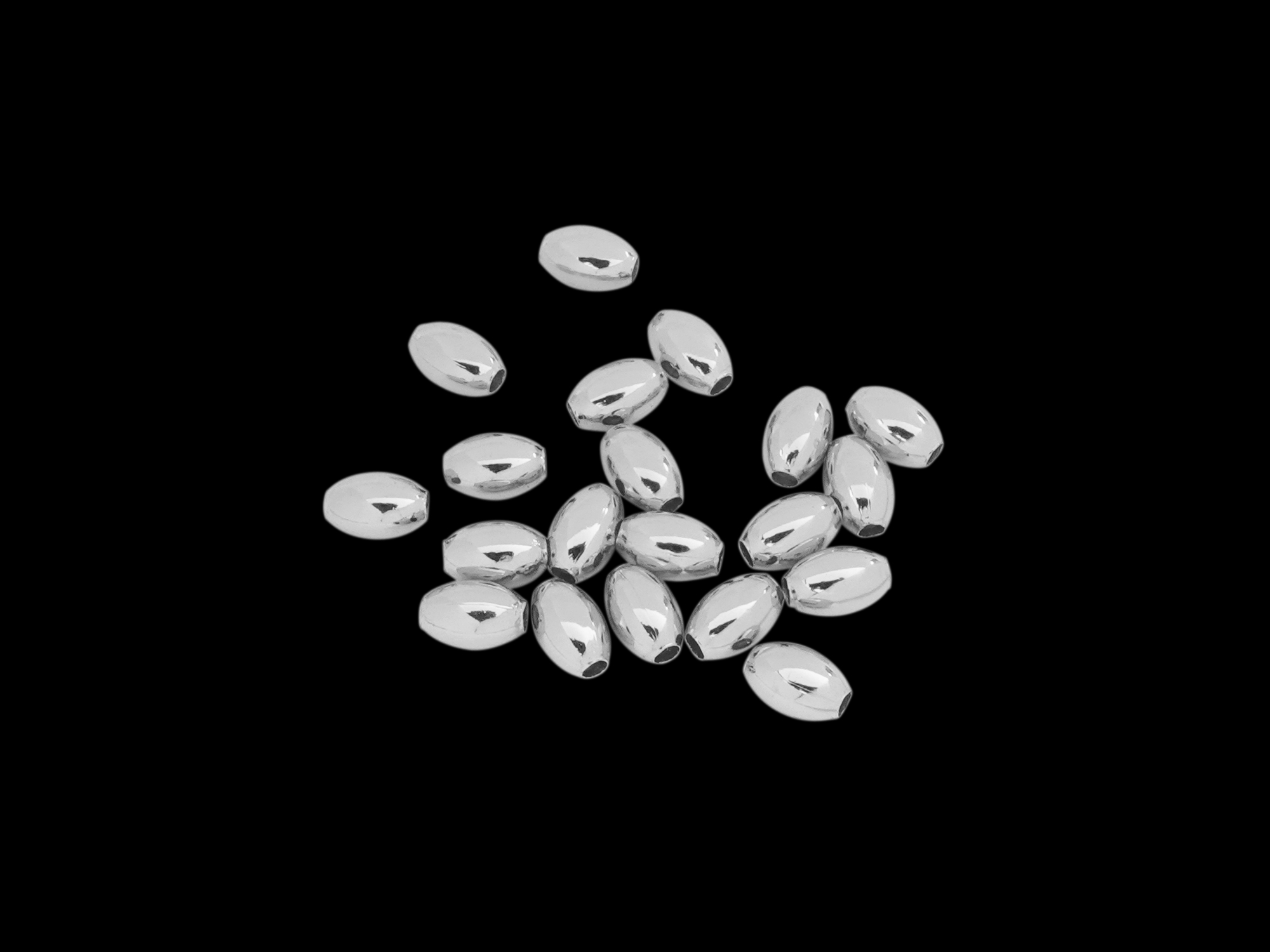 silberne olivenförmige Metallzwischenteile 4x6mm zum Schmuck