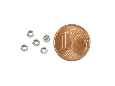 runde Metallperlen 3mm platinfarbig mit Größenvergleich