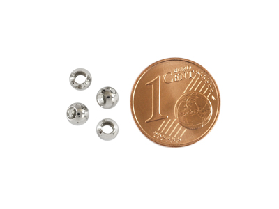 runde Metallperlen 4mm platinfarbig mit Größenvergleich