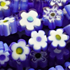 1 Strang (~39cm) Millefiori Glasperlen, Blumen ~5mm, Blau