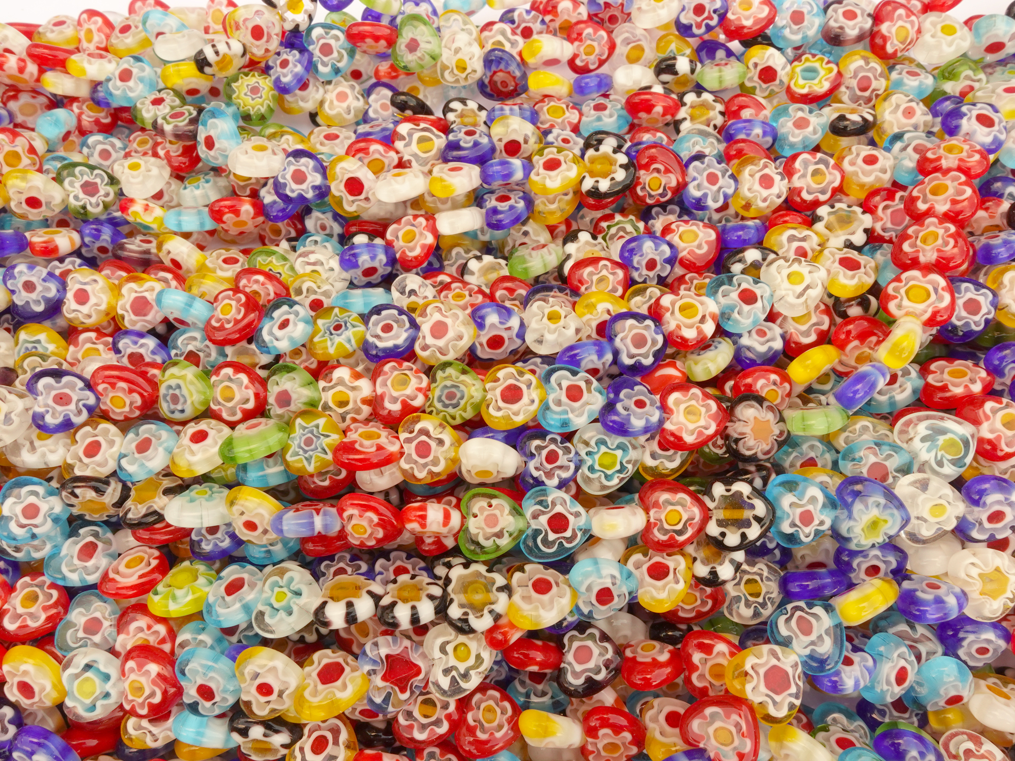 bunte Millefiori Glasperlen Herzen
