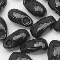 10g Miyuki Long Drop Beads 3x5,5mm Farbe 401 Schwarz glänzend