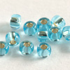 10g. Miyuki Rocailles 11/0 (~2mm) Farbe 18 helles Türkisblau mit Silbereinzug