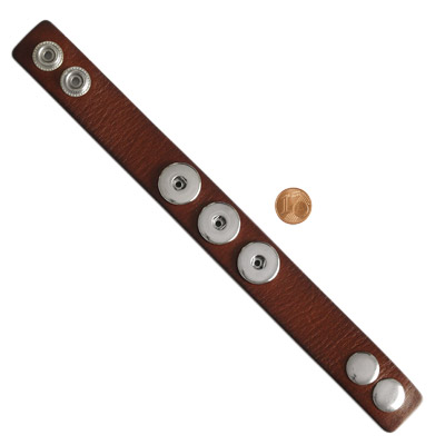 Lederarmband für Wechselknpöfe mit Größenvergleich