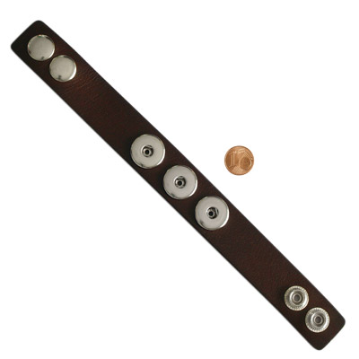 Lederarmband für Wechselknpöfe mit Größenvergleich