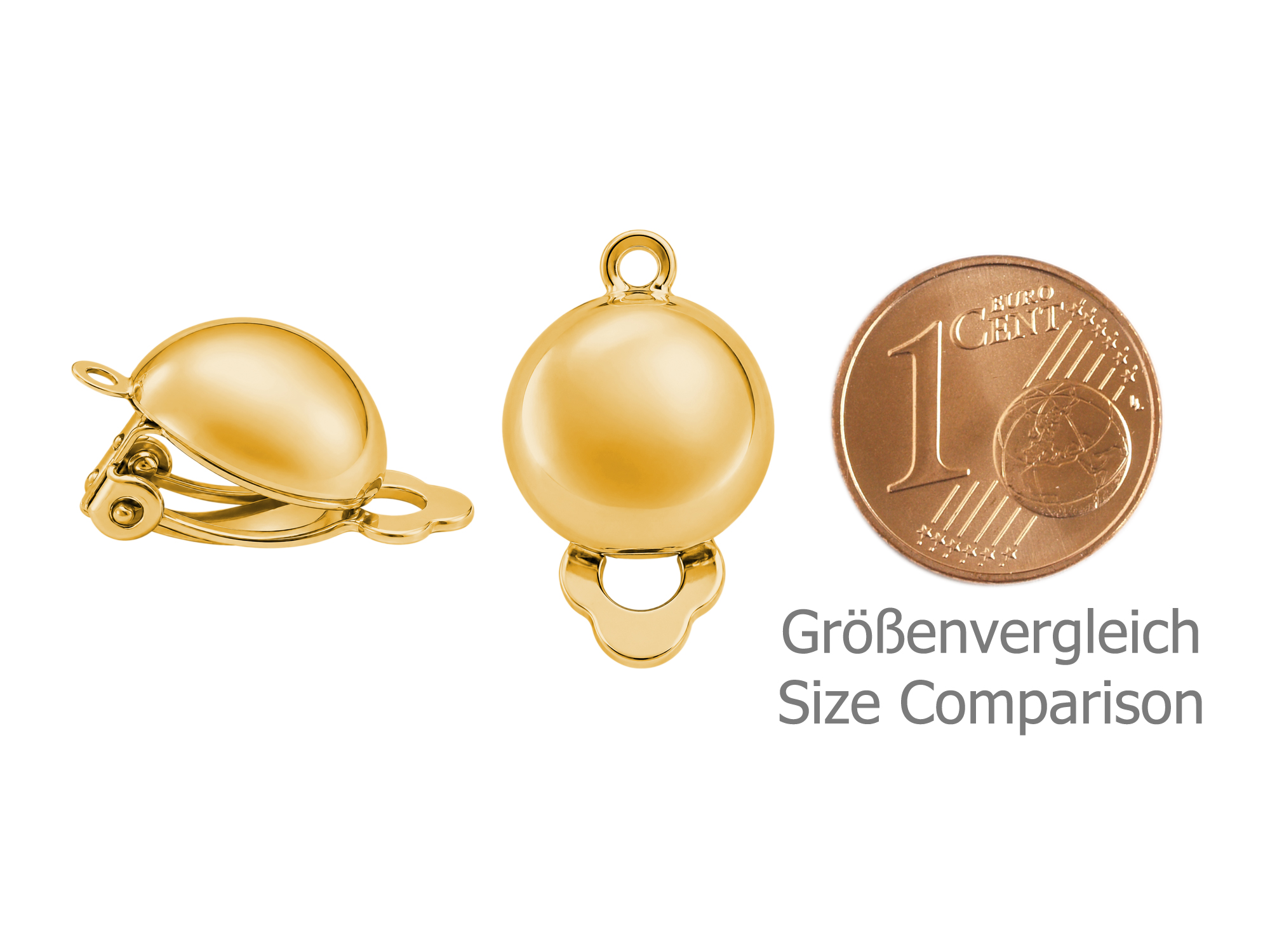 goldene, gewölbte Ohrclips Rohlinge zum Schmuckmachen - Größ