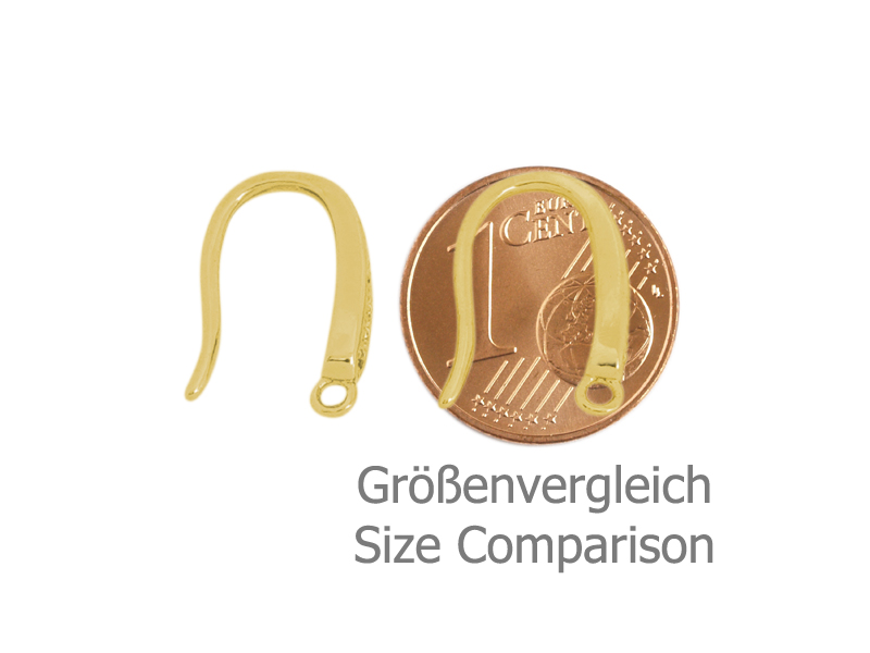 goldene Ohrhaken mit Strasssteinen zum Schmuckmachen - Größe