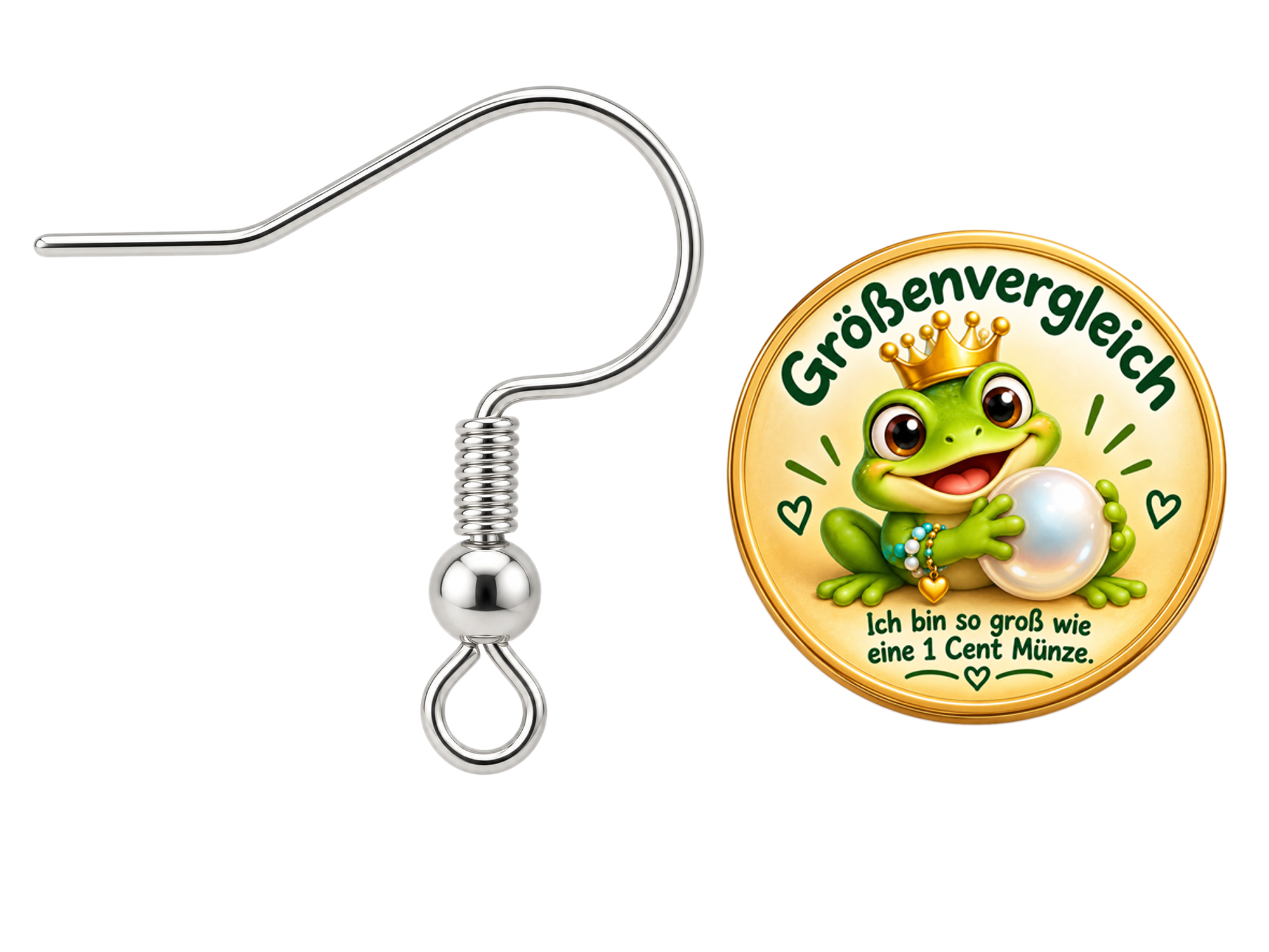 silberne Ohrhaken 18mm - Größenvergleich