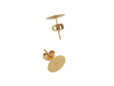 goldene Edelstahl Ohrstecker mit großer 10mm Klebefläche