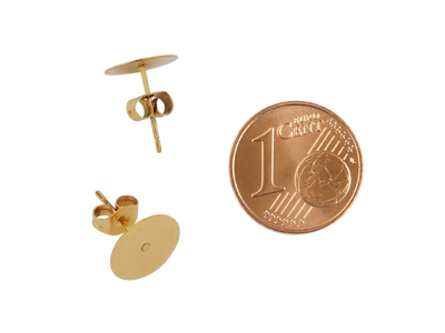 goldene Edelstahl Ohrstecker mit großer 10mm Klebefläche