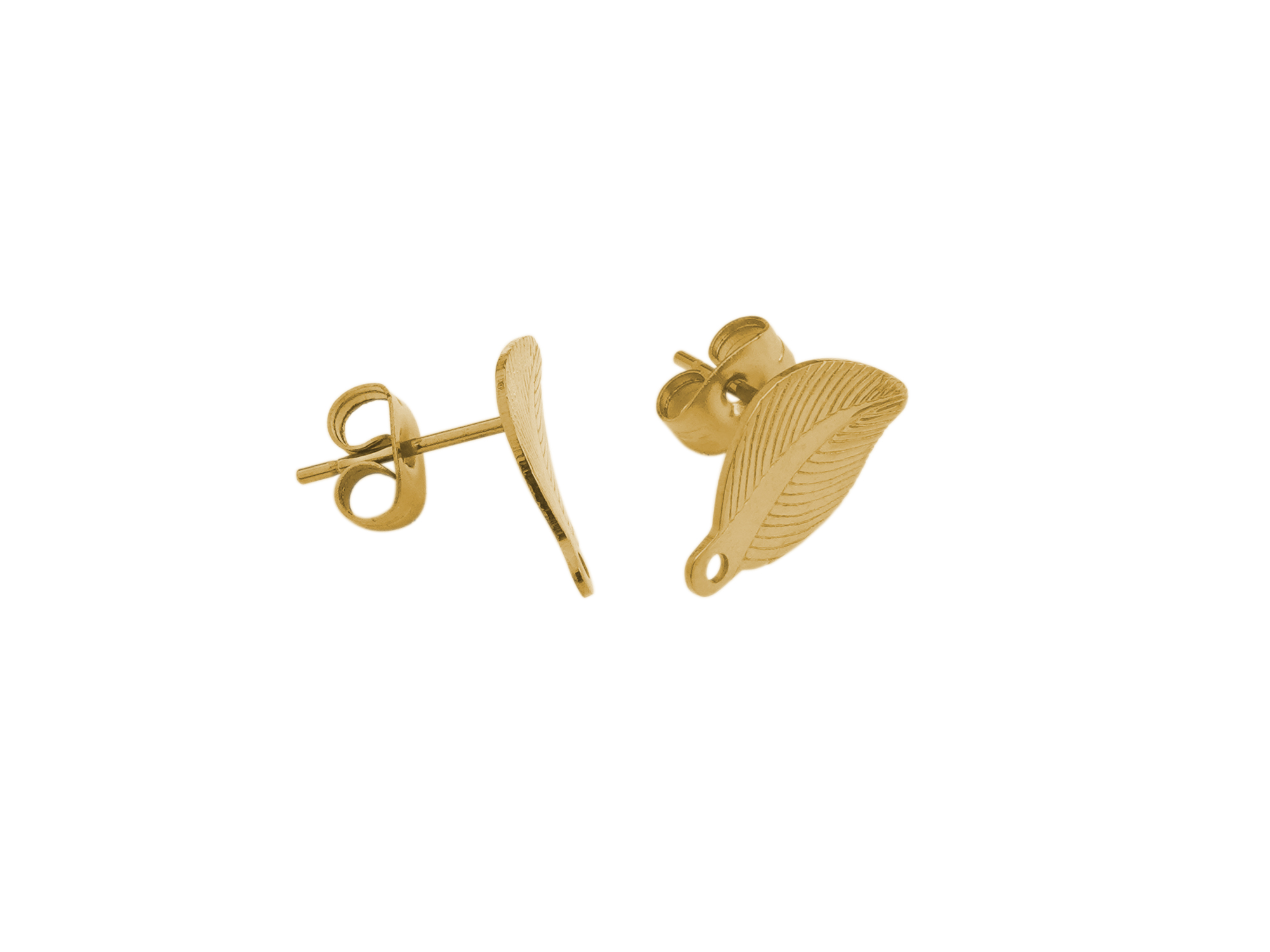 goldene, blattförmige Ohrstecker aus Edelstahl zum Schmuckma
