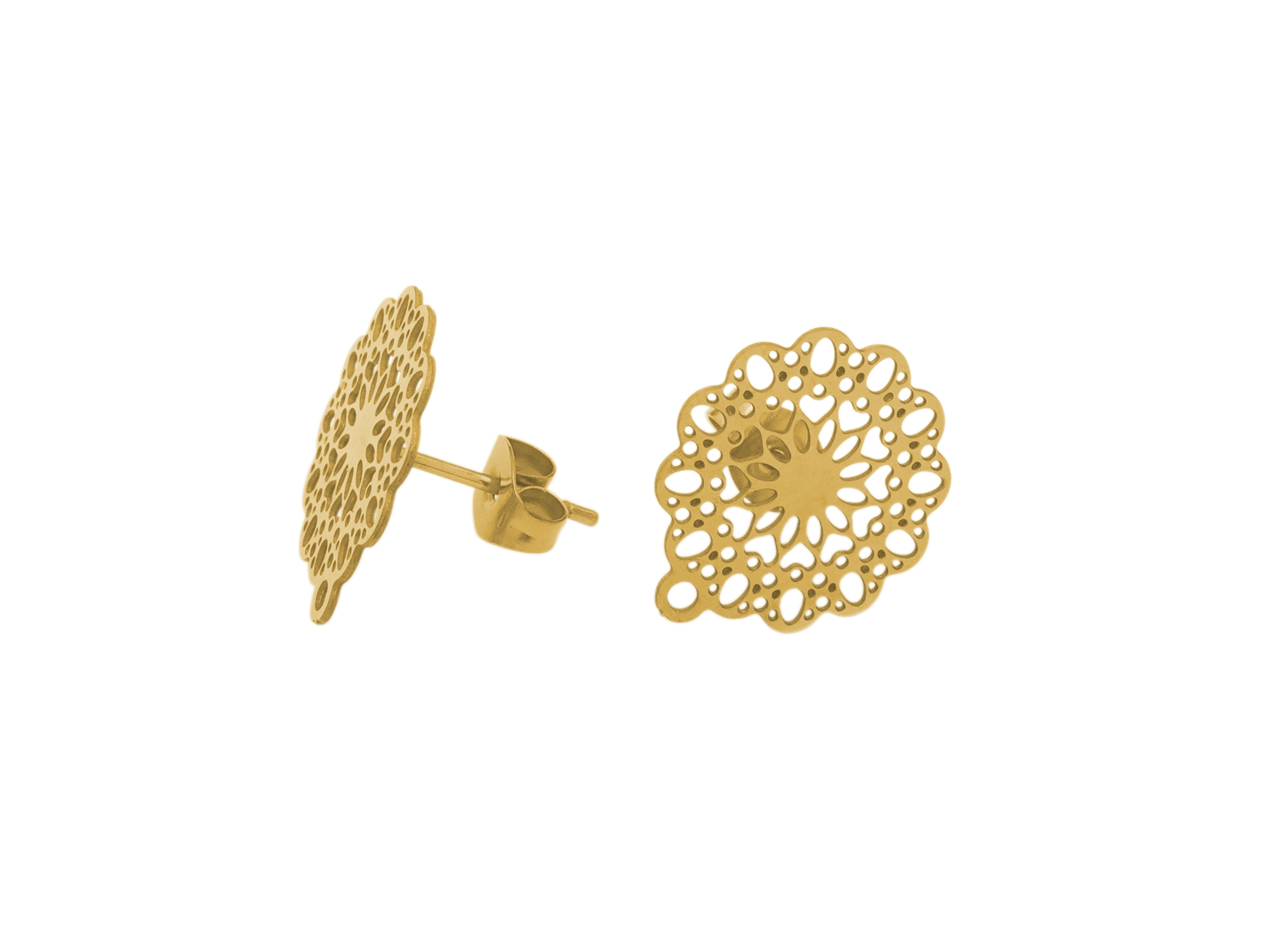 ornamentale, goldene Ohrstecker aus dünnem Edelstahl zum Sch