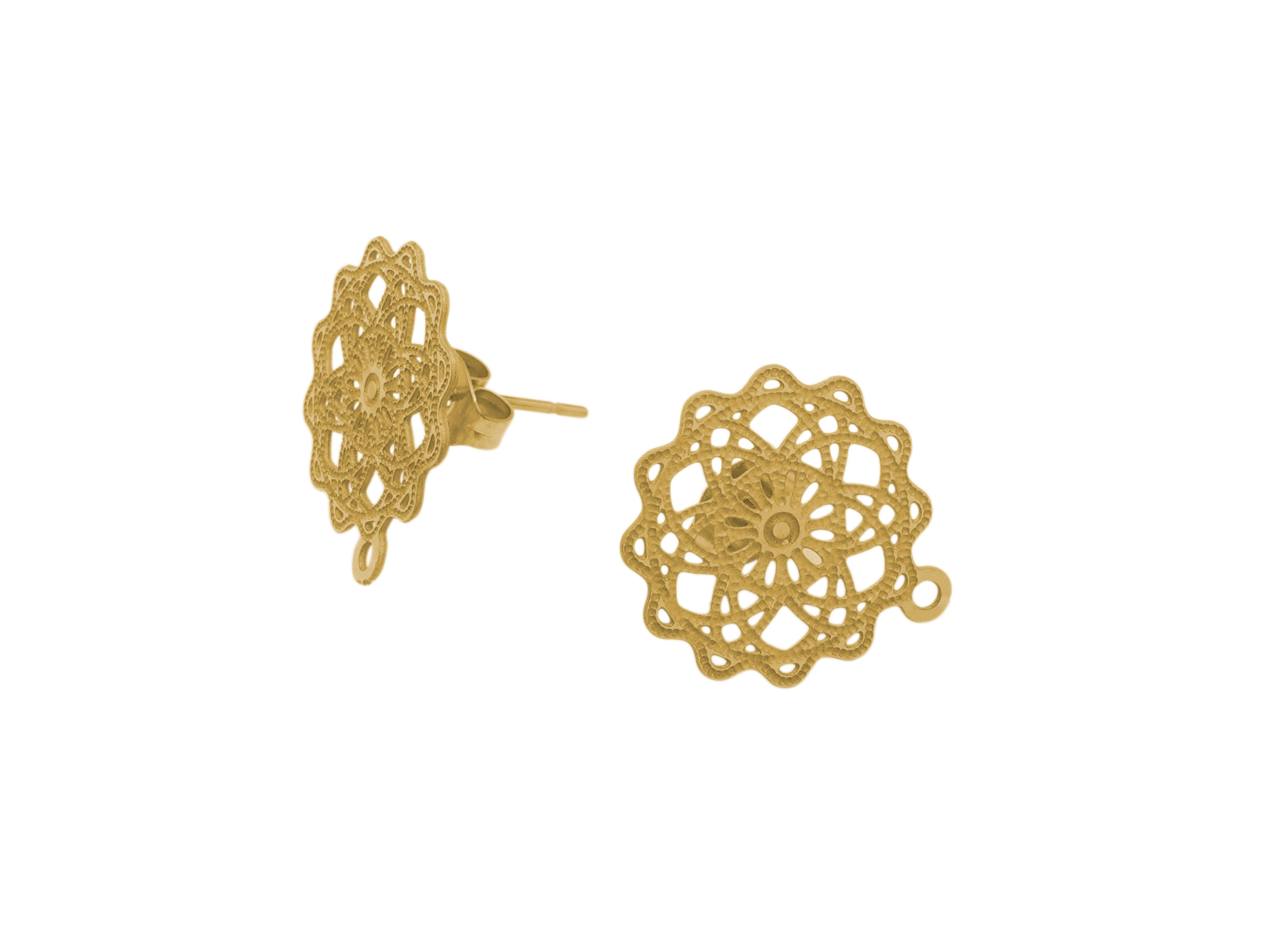 ornamentale, goldene Ohrstecker aus dünnem Edelstahl zum Sch