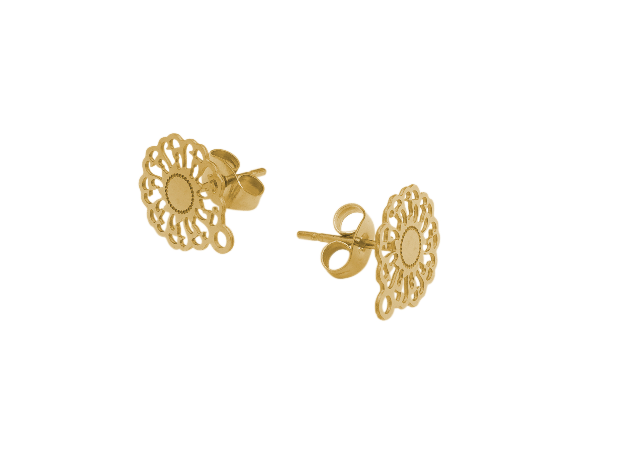 ornamentale, goldene Ohrstecker aus dünnem Edelstahl zum Sch