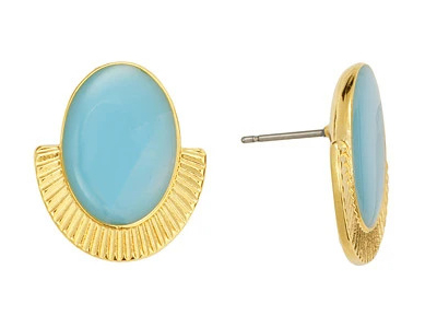 Ohrstecker AMALFI, gewölbtes Oval, gold - helltürkis
