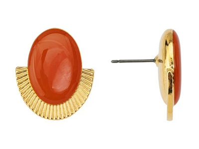 Ohrstecker AMALFI, gewölbtes Oval, gold - orange