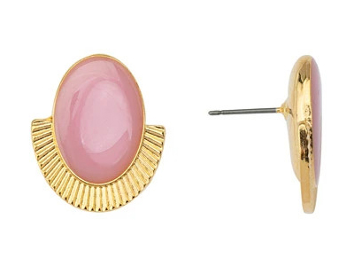 Ohrstecker AMALFI, gewölbtes Oval, gold - altrosa