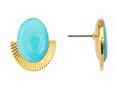 Ohrstecker AMALFI, gewölbtes Oval, gold türkis