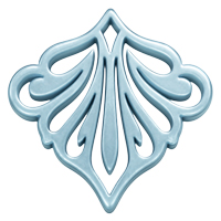 Ornament für Ohrringe, Model Belle Fleur 43x43mm, Taubenblau