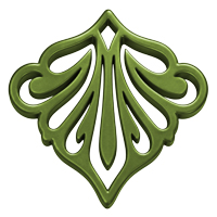 Ornament für Ohrringe, Model Belle Fleur 43x43mm, Moosgrün