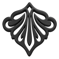Ornament für Ohrringe, Model Belle Fleur 43x43mm, Schwarz