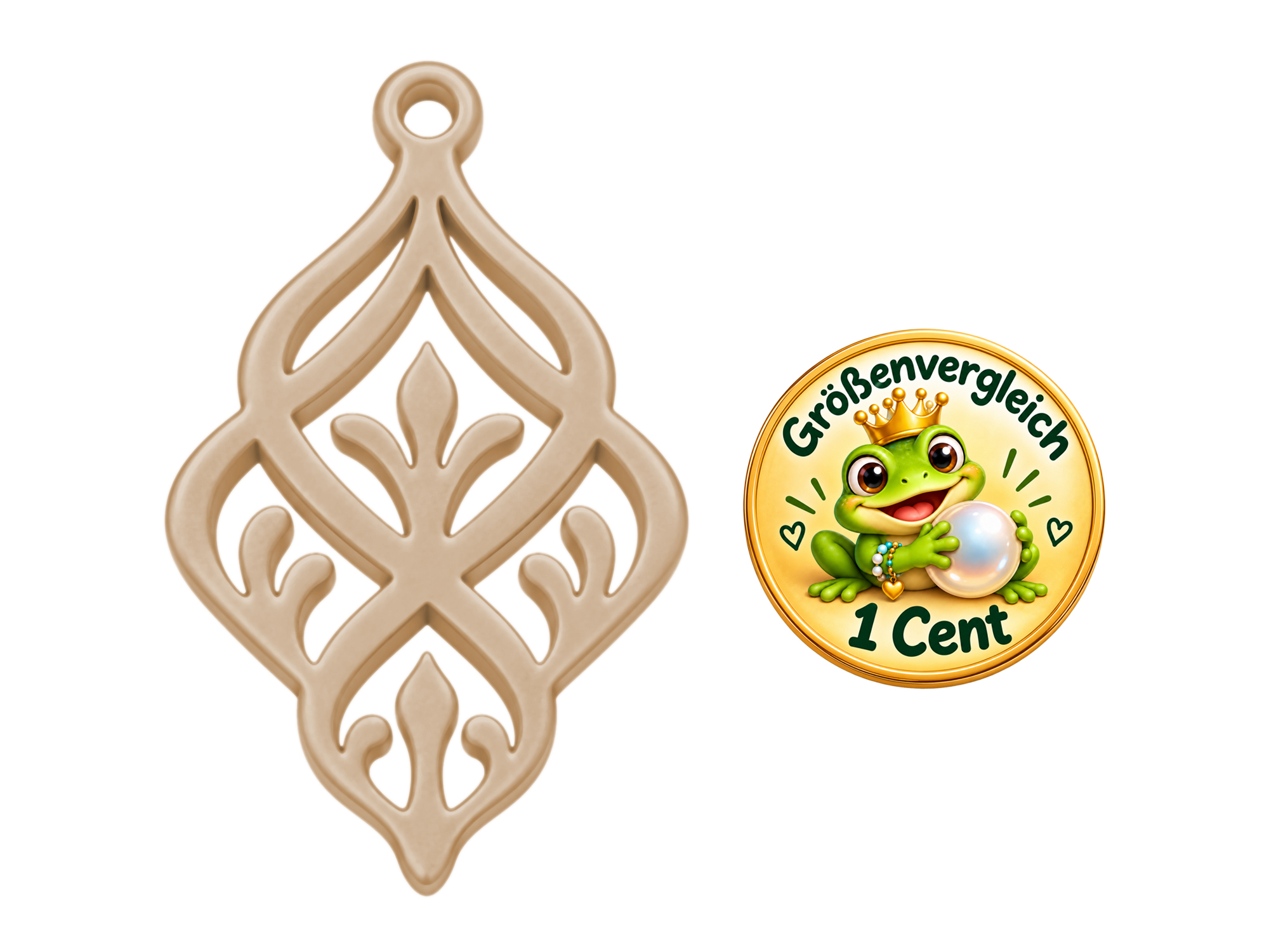 beige Ornamente zum Ohrringe machen - Größenvergleich