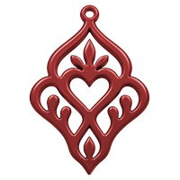 Ornament für Ohrringe, Model Mon Amour 39x27mm, Vulkanrot