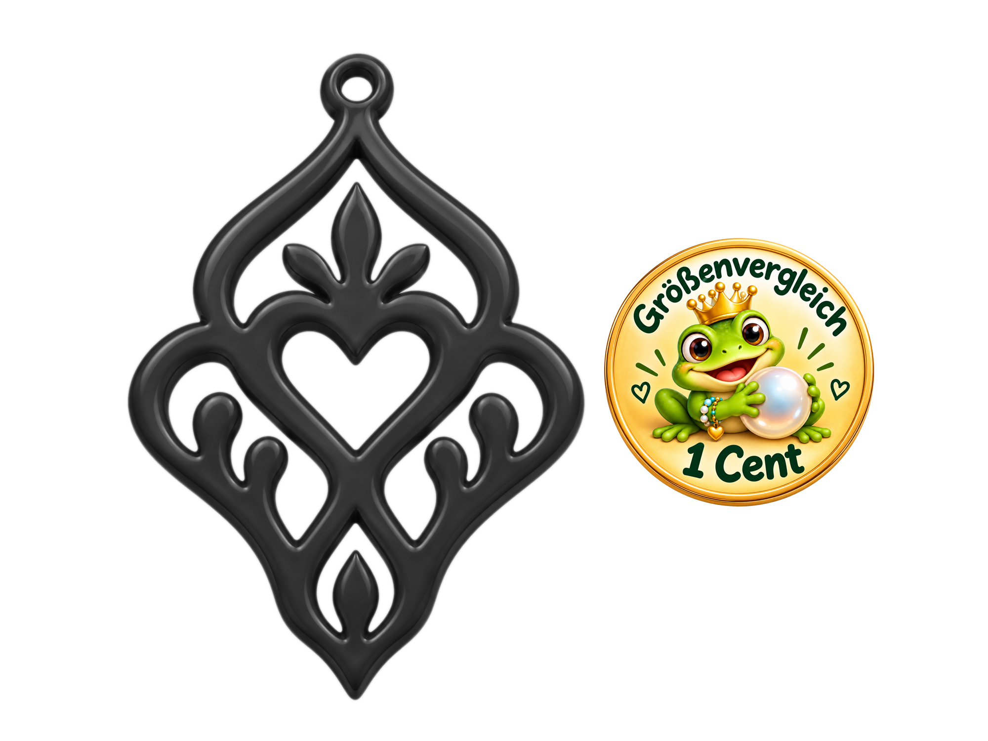 schwarze Ornamente zum Ohrringe machen - Größenvergleich
