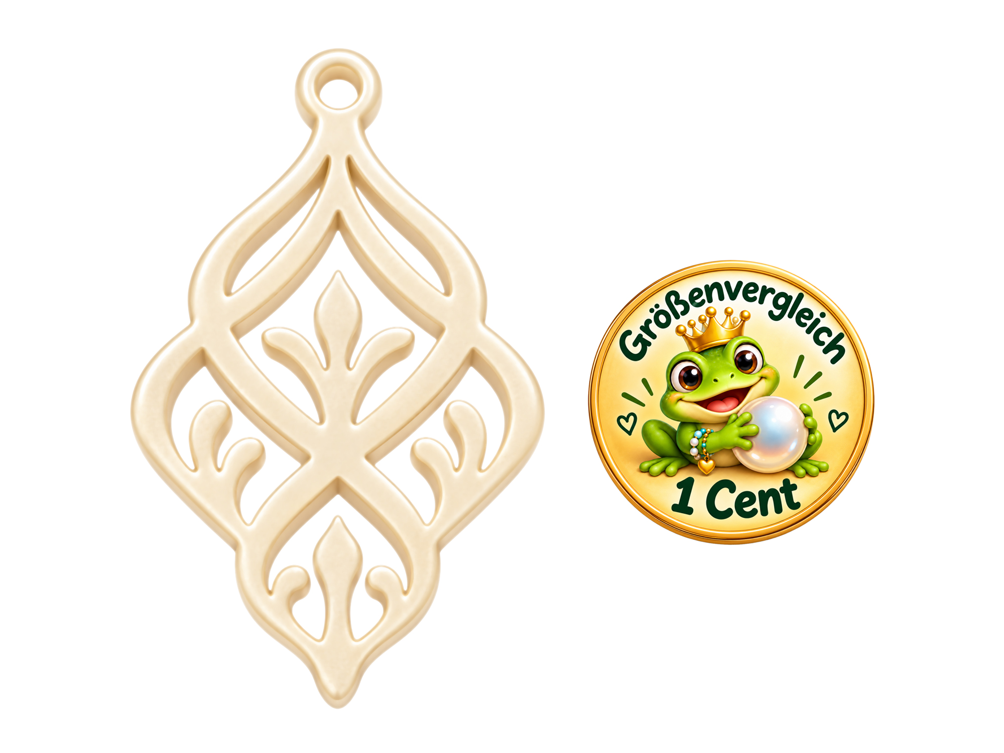 proseccofarbige Ornamente zum Ohrringe machen - Größenvergle