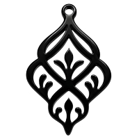Ornament für Ohrringe, Model Fiorella 38x25mm, Schwarz