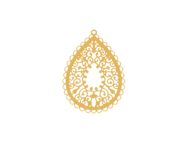 goldenes filigranes Metallornament für Ohrringe