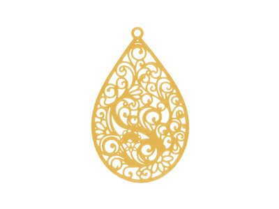 goldenes filigranes Metallornament für Ohrringe