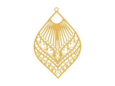 goldenes filigranes Metallornament für Ohrringe