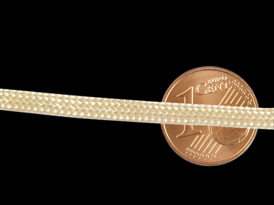 Paracordband 4mm Pfirsich mit Größenvergleich