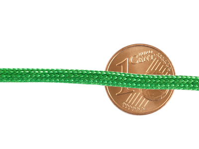 Paracordband 4mm Tannengrün mit Größenvergleich