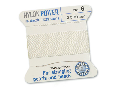 weiße Perlseide, Knüpfseide aus Nylon