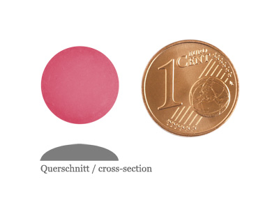 matte runde Cabochones 12mm, Rose, Bild 2 mit Größenvergleich