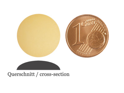 matte runde Cabochones 16mm, Light-Colrado-Topaz, Bild 2 mit Größenvergleich